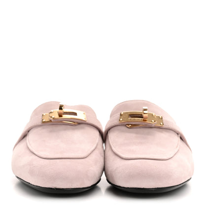 Hermes Suede Goatskin Oz Mules 35.5 Rose Porcelaine 3 of 11