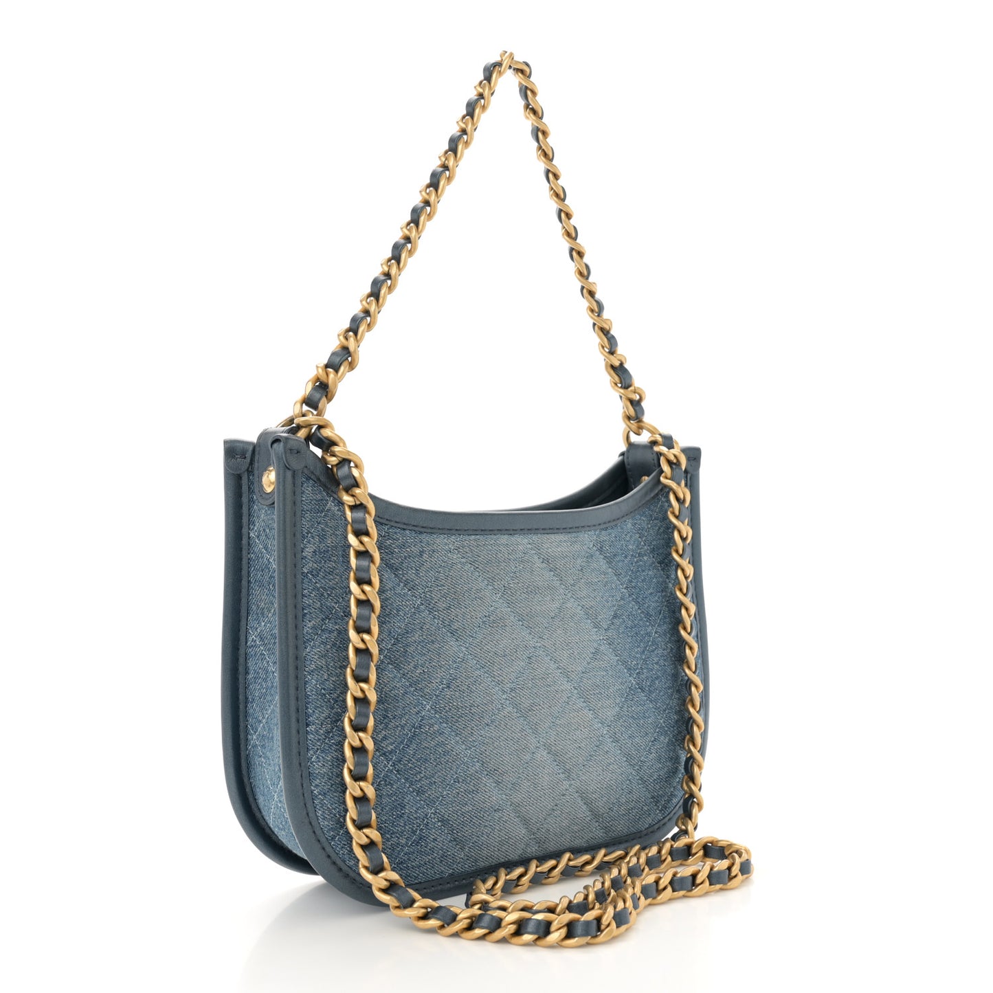 Washed Denim Quilted Hobo Blue