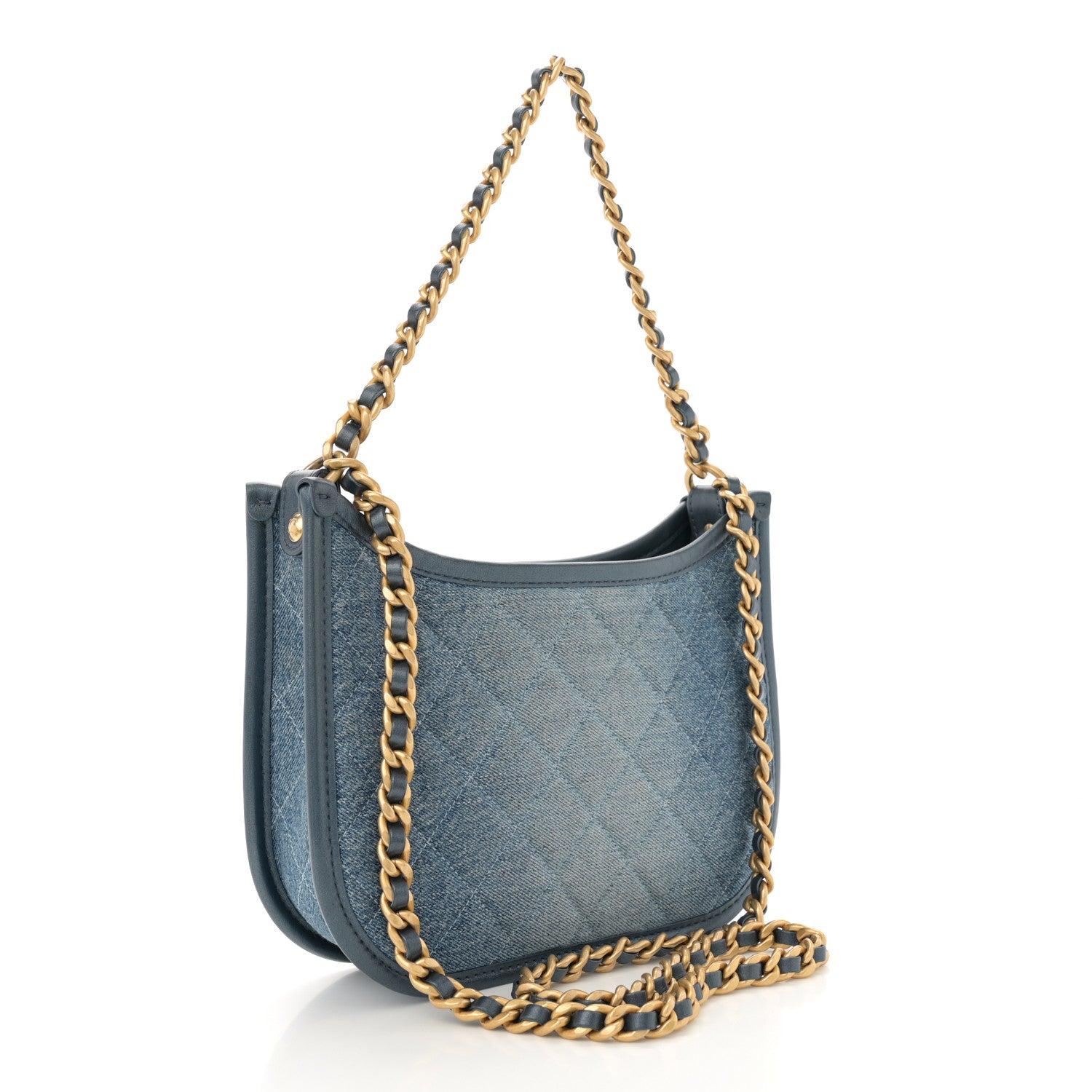 Chanel Washed Denim Quilted Hobo Blue 3 of 12
