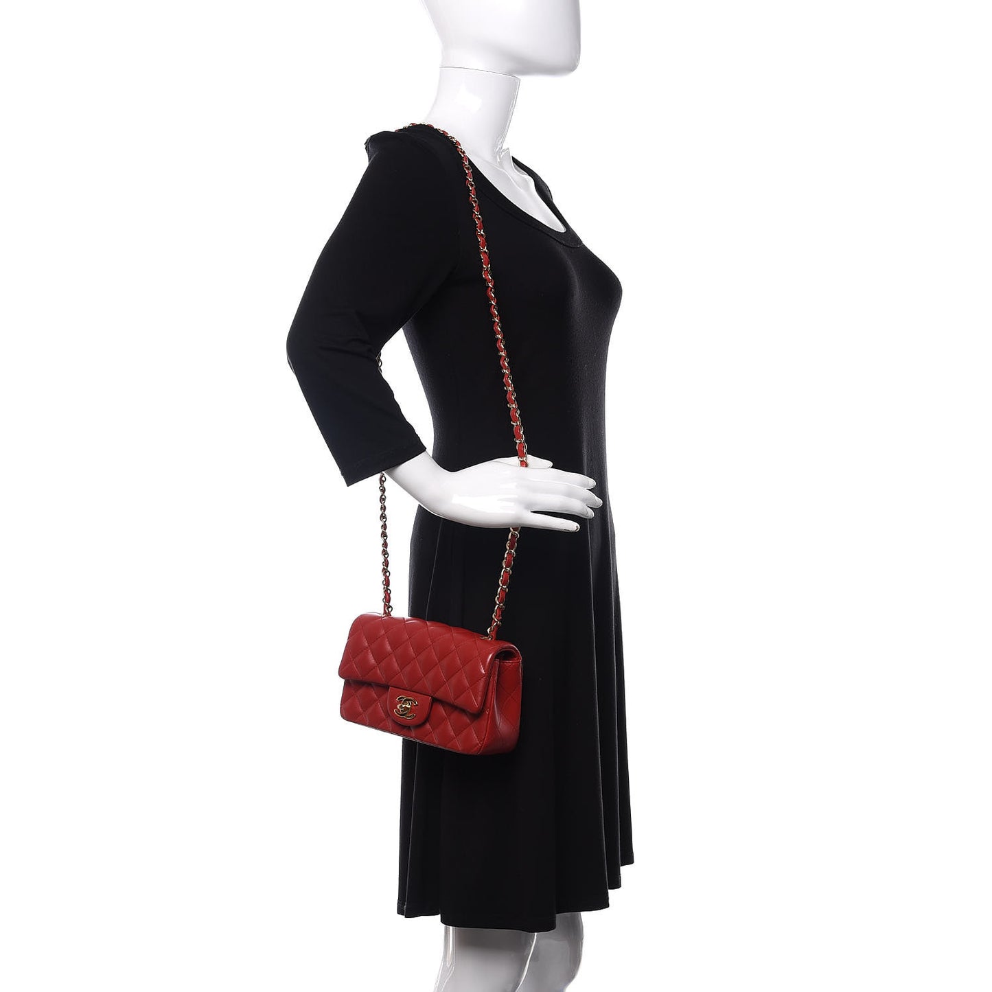 Lambskin Quilted Mini Rectangular Flap Red