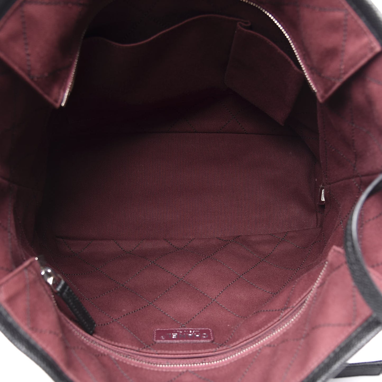 Grained Calfskin Quilted Small Daily Shopping Tote Black
