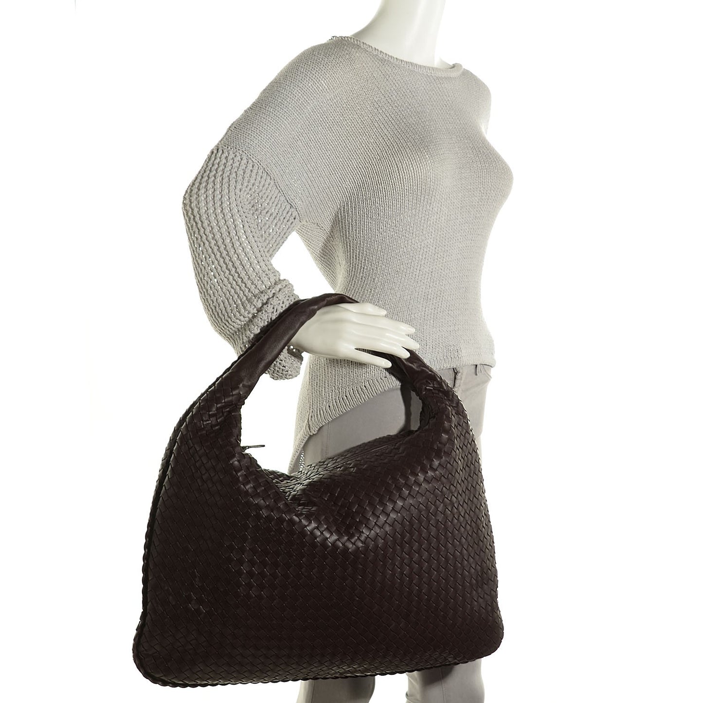 Nappa Intrecciato Maxi Veneta Hobo Ebano