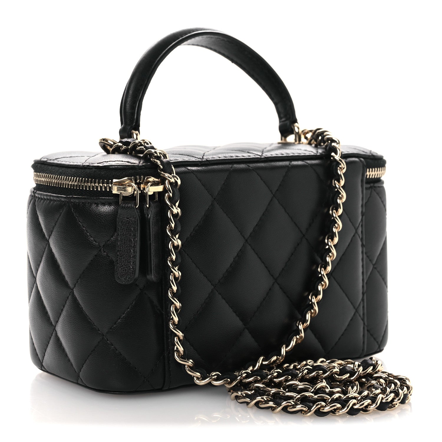 Chanel Lambskin Quilted Small Top Handle Vanity Case With Chain Black 3 of 11