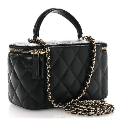 Chanel Lambskin Quilted Small Top Handle Vanity Case With Chain Black 3 of 11