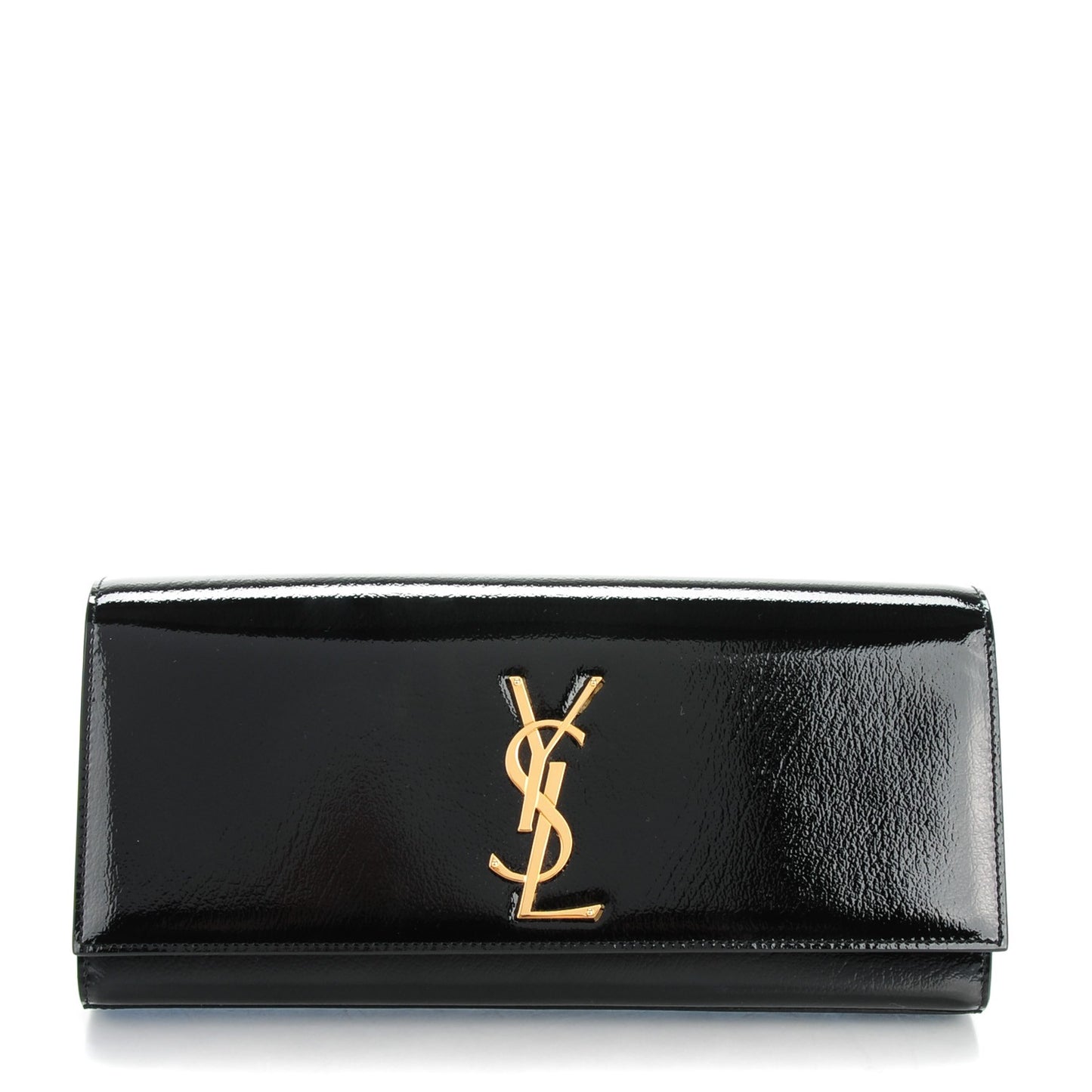 Textured Patent Classic Monogram Clutch Black