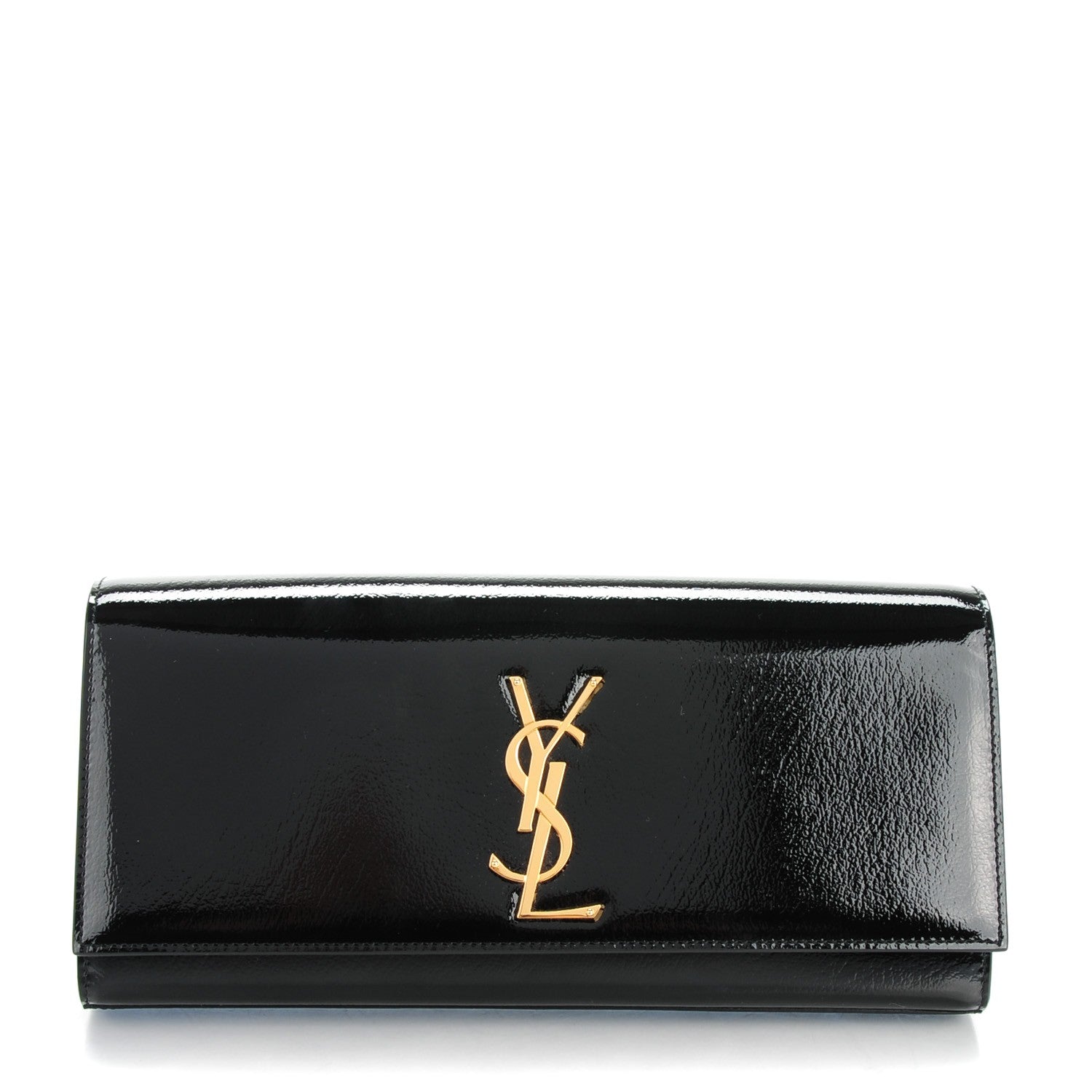 Saint Laurent Textured Patent Classic Monogram Clutch Black 1 of 6