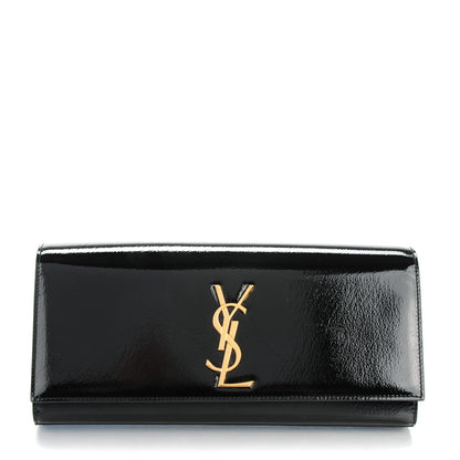 Saint Laurent Textured Patent Classic Monogram Clutch Black 1 of 6