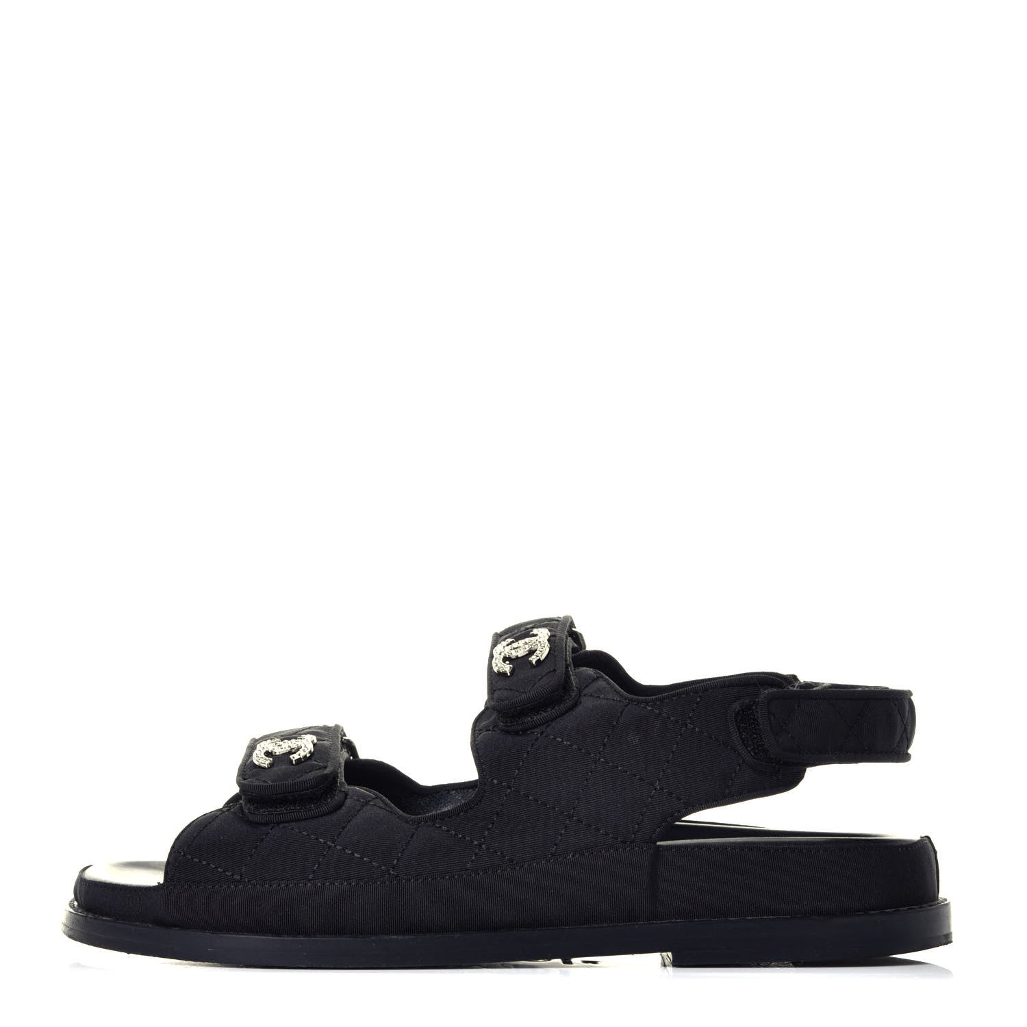 Chanel Fabric Velcro Dad Sandals 39 Black 1 of 8
