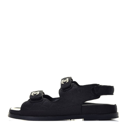 Chanel Fabric Velcro Dad Sandals 39 Black 1 of 8