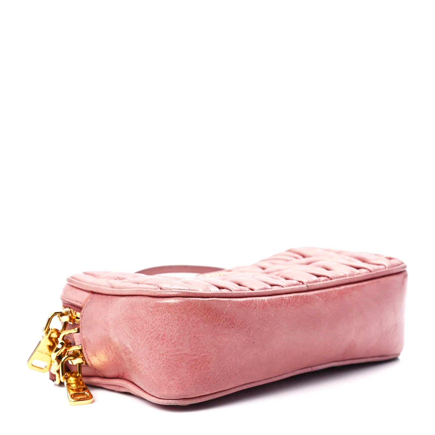 Miu Miu Vitello Lux Matelasse Double Zip Shoulder Bag Rosa 4 of 13