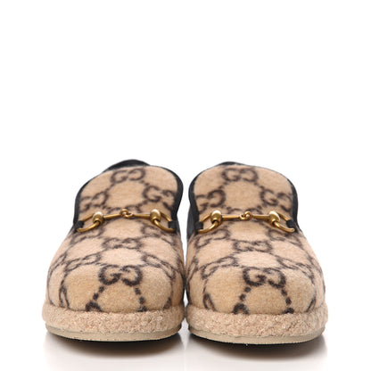 Gucci Covered Wool GG Monogram Womens Fria Horsebit Loafers 39.5 Beige Ebony Black Butterscotch 2 of 10