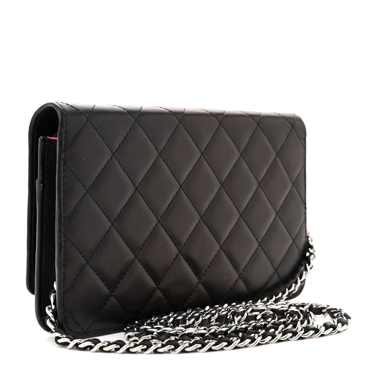 Calfskin Quilted Cambon Wallet on Chain WOC Black