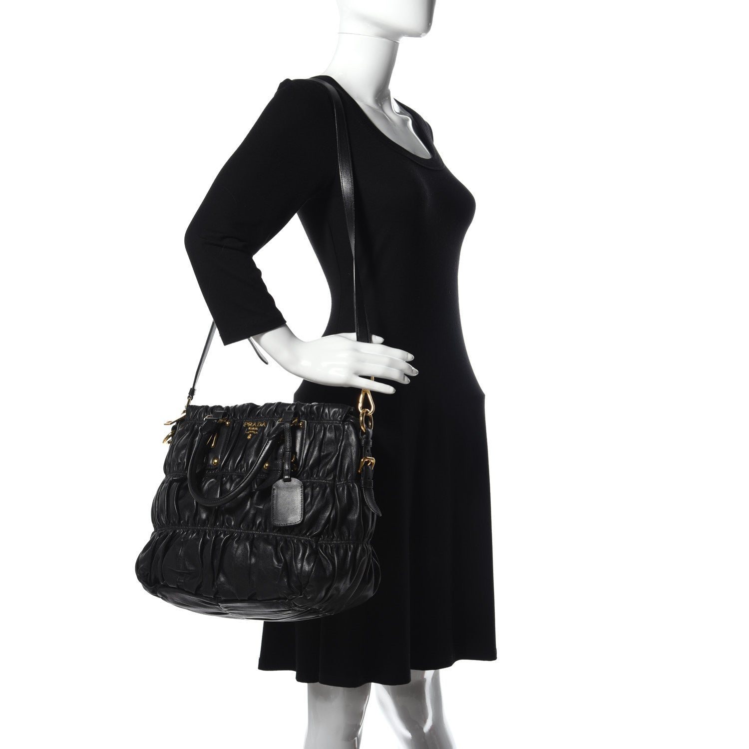 Prada Nappa Gaufre Tote Black 2 of 7