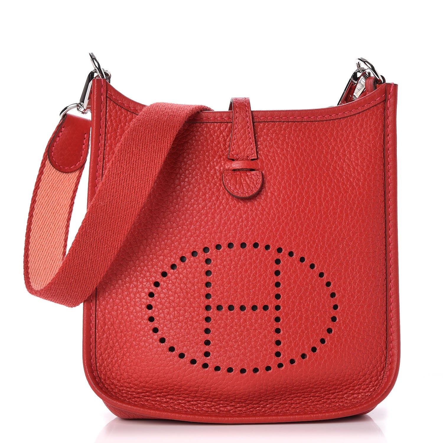 Hermes Taurillon Clemence Amazone Evelyne TPM Rouge Casaque Crevette 1 of 7
