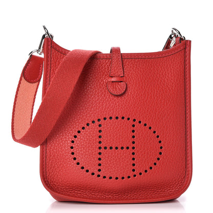 Hermes Taurillon Clemence Amazone Evelyne TPM Rouge Casaque Crevette 1 of 7