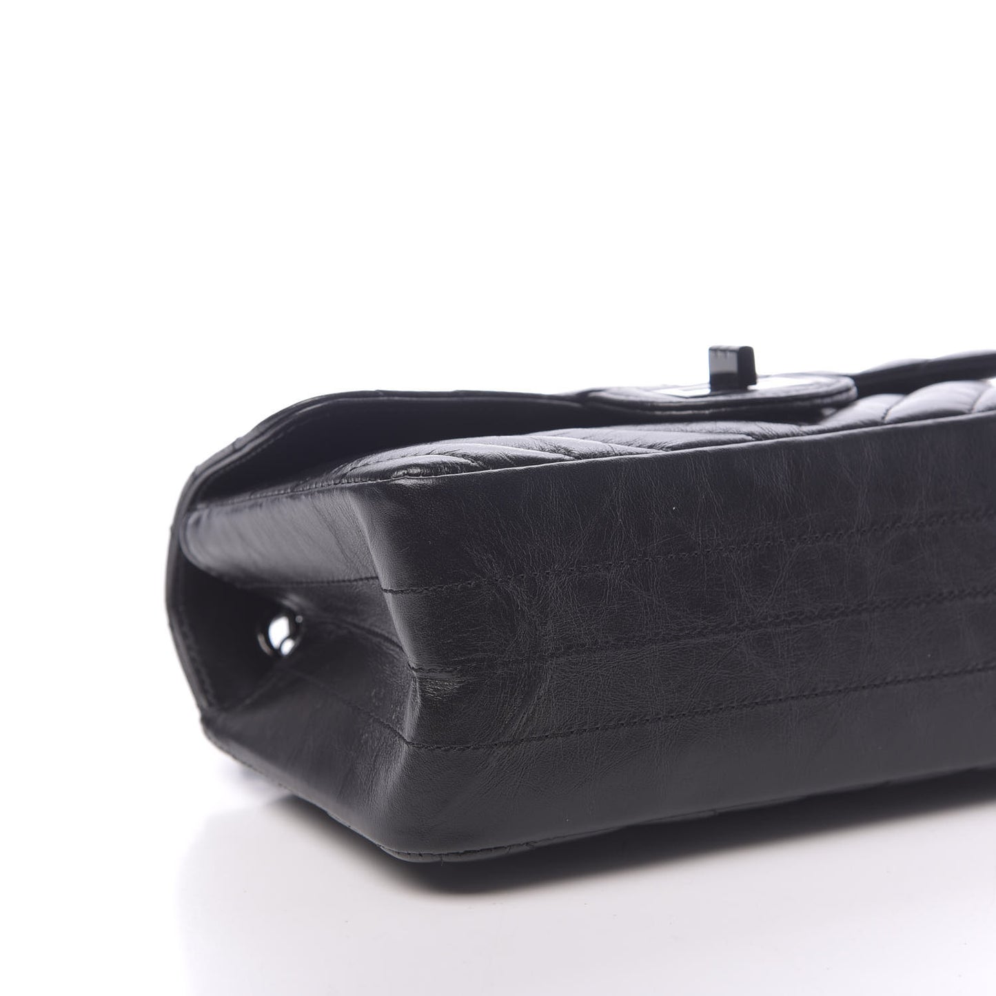 Aged Calfskin Chevron Quilted 2.55 Reissue Mini Flap So Black