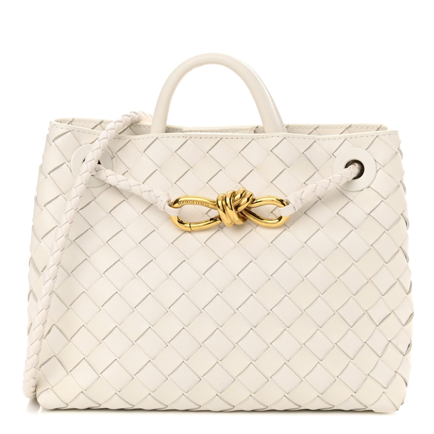 Bottega Veneta Nappa Intrecciato Small Andiamo Shoulder Bag White 1 of 11