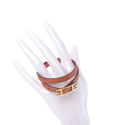 Hermes Epsom Behapi Double Tour Bracelet S Rouge Casaque Orange 2 of 5