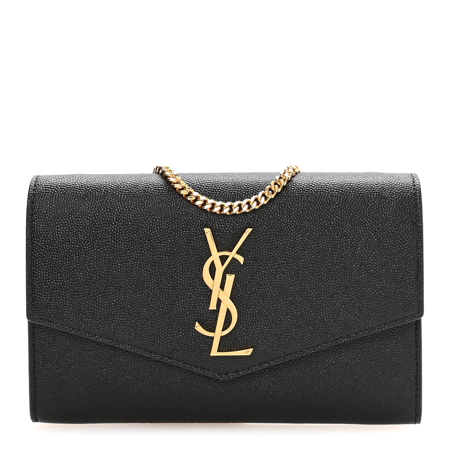 Saint Laurent Grain De Poudre Uptown Chain Wallet Black 1 of 12