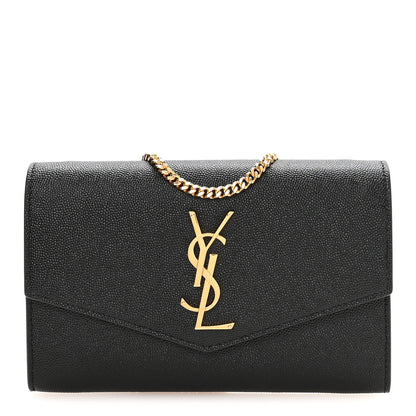 Saint Laurent Grain De Poudre Uptown Chain Wallet Black 1 of 12