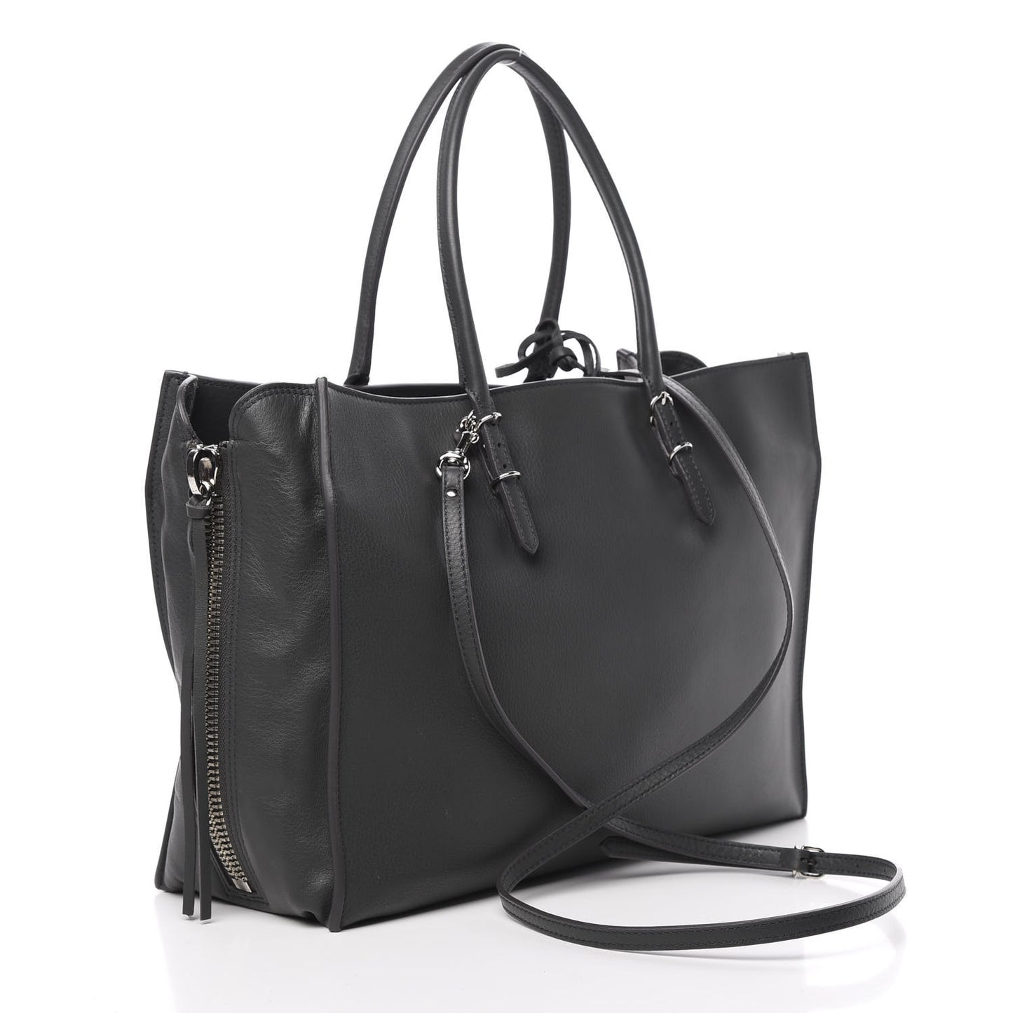 Veau Papier B4 Zip Around Tote Gris Fossile