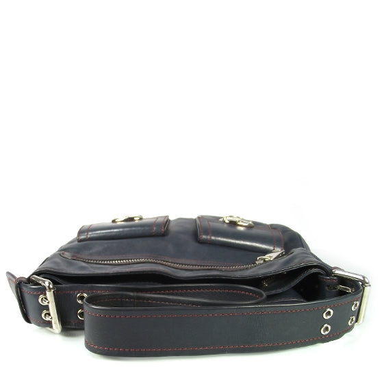 Leather Sophia Hobo Navy