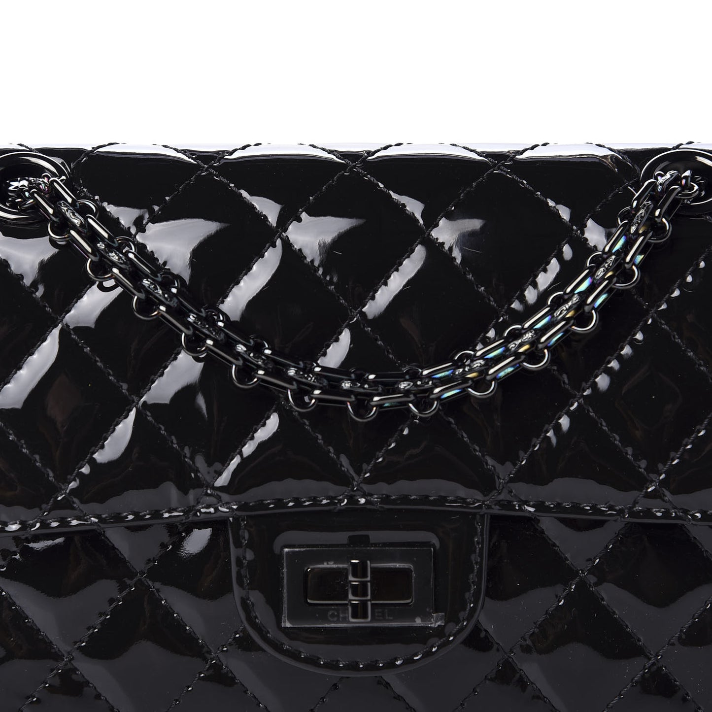 Patent Calfskin Quilted 2.55 Reissue Mini Flap Black