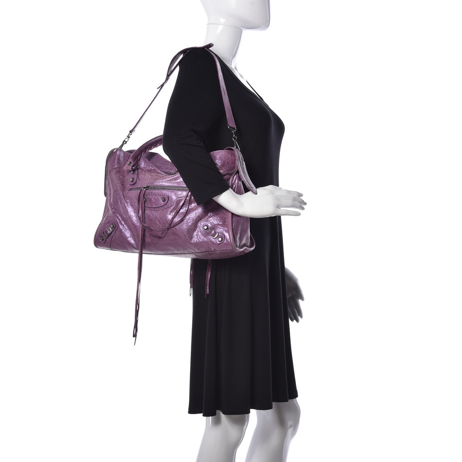 Balenciaga Agneau Classic Hardware City Metallic Purple 2 of 10