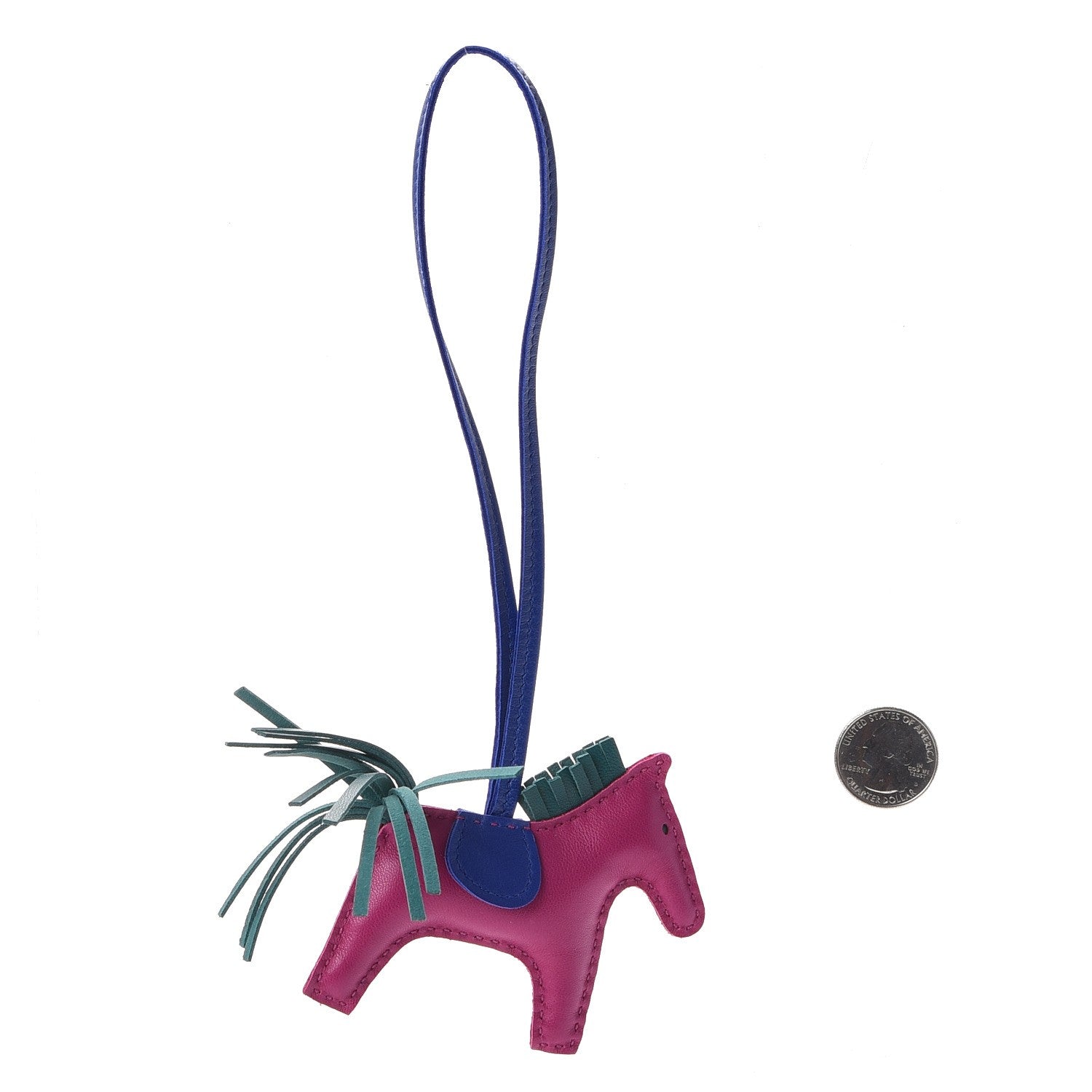 Hermes Milo Lambskin Grigri Rodeo Horse Bag Charm PM Rose Pourpre Bleu Electrique Malachite 2 of 5