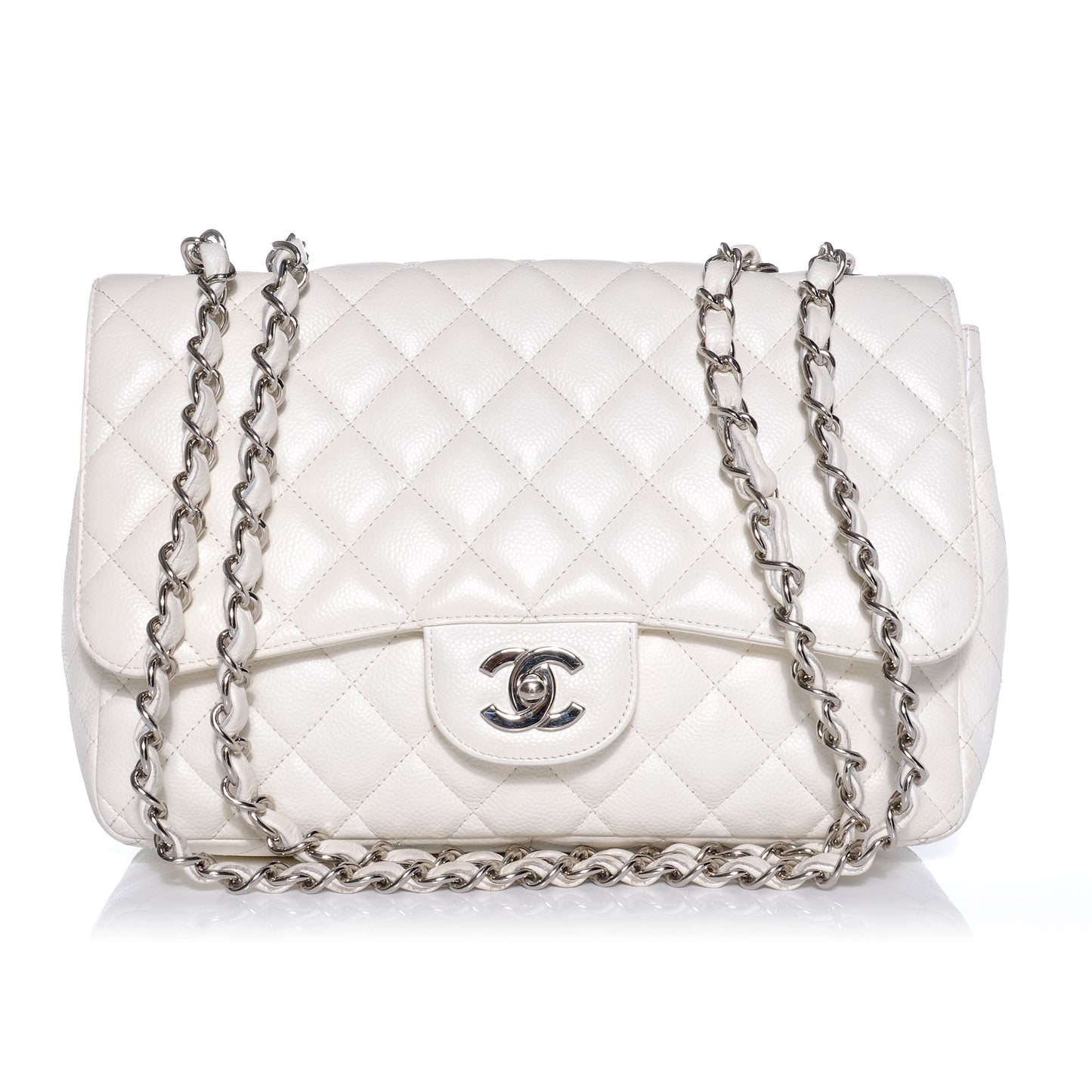 Caviar Jumbo Single Flap White