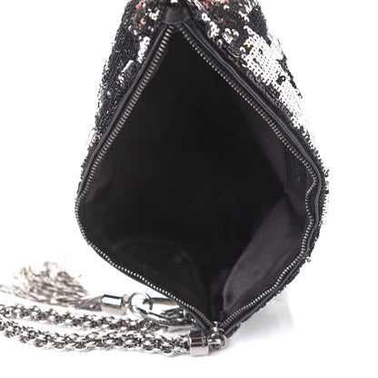 Jimmy Choo Sequin Callie Tasseled Clutch Black Silver 4 of 9