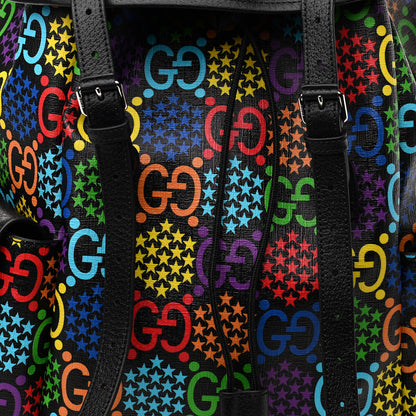 Gucci GG Supreme Monogram Psychedelic Medium Double Buckle Backpack Black Multicolor 8 of 11