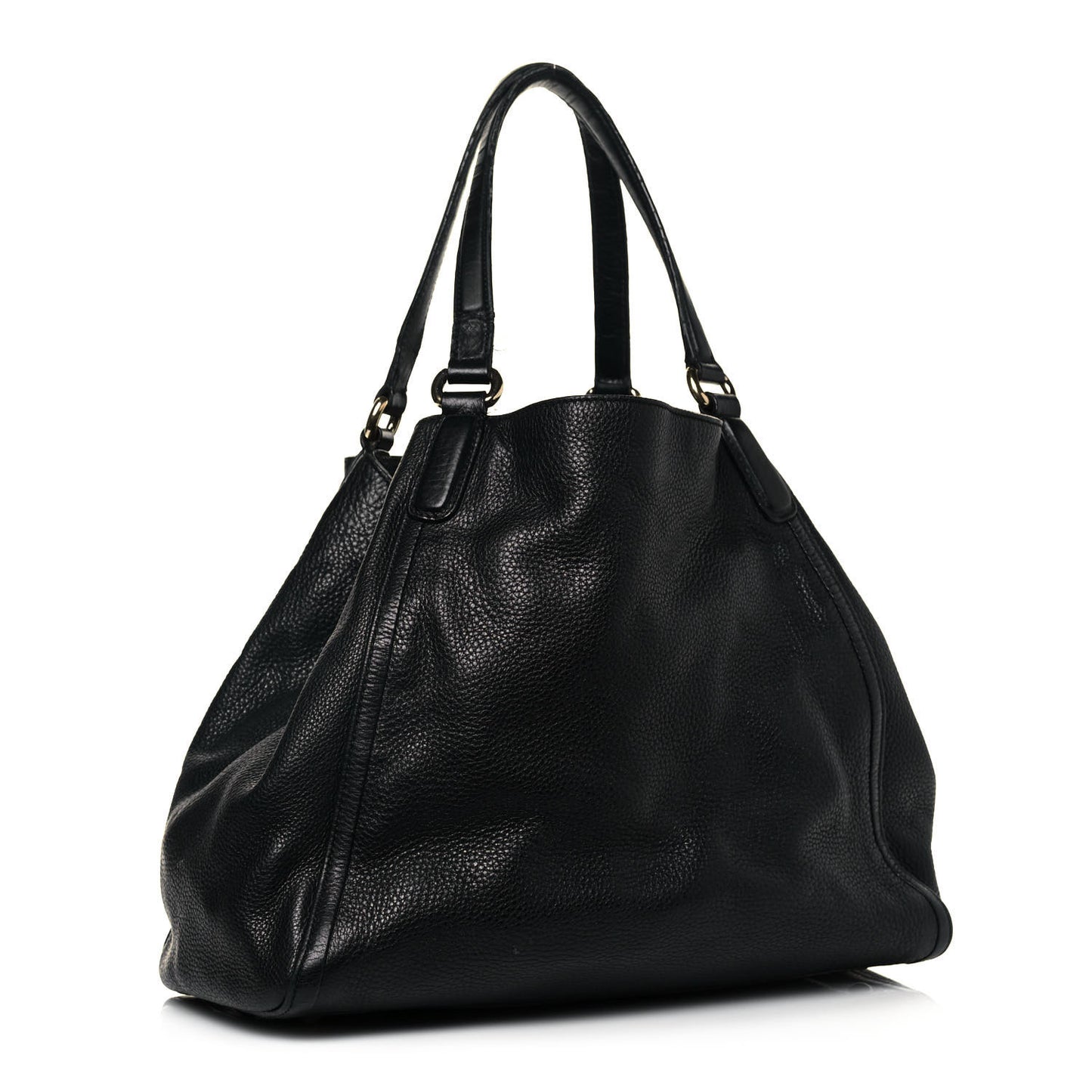 Pebbled Calfskin Medium Soho Shoulder Bag Black