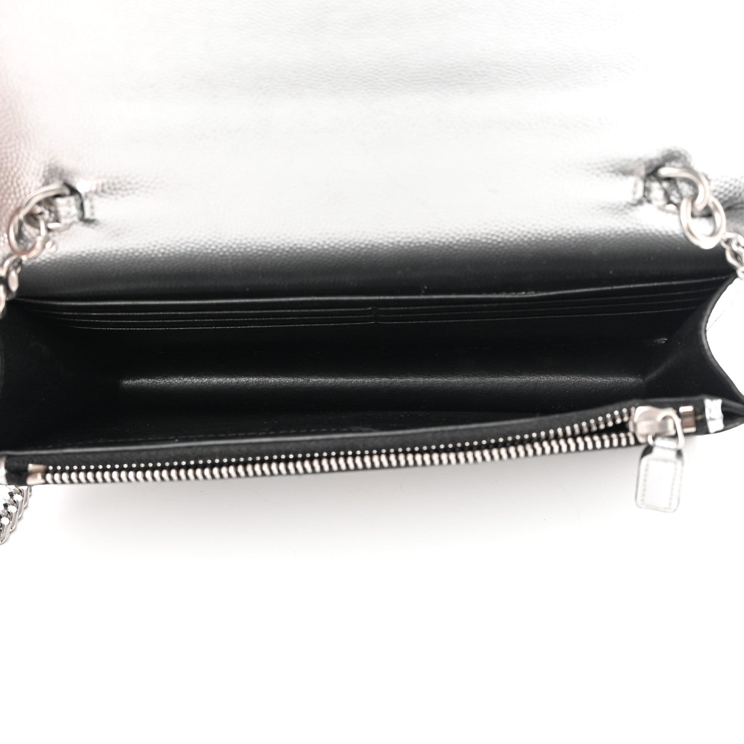 Saint Laurent Grain De Poudre Clasic Kate Monogram Tassel Chain Wallet Argento 5 of 15