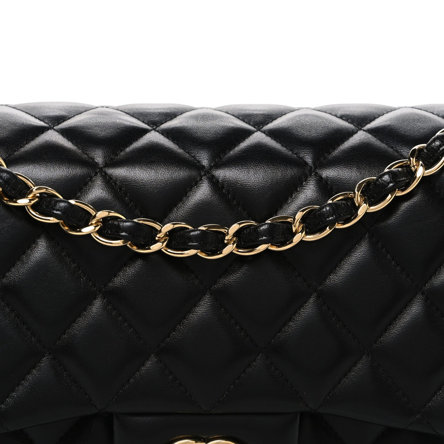 Lambskin Quilted Jumbo Double Flap Black