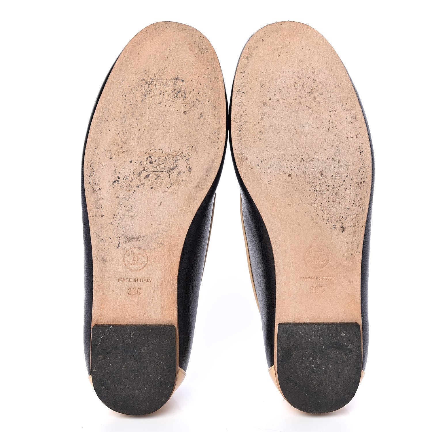 Chanel Lambskin CC Mocassin Loafers 36 Black Beige 7 of 15