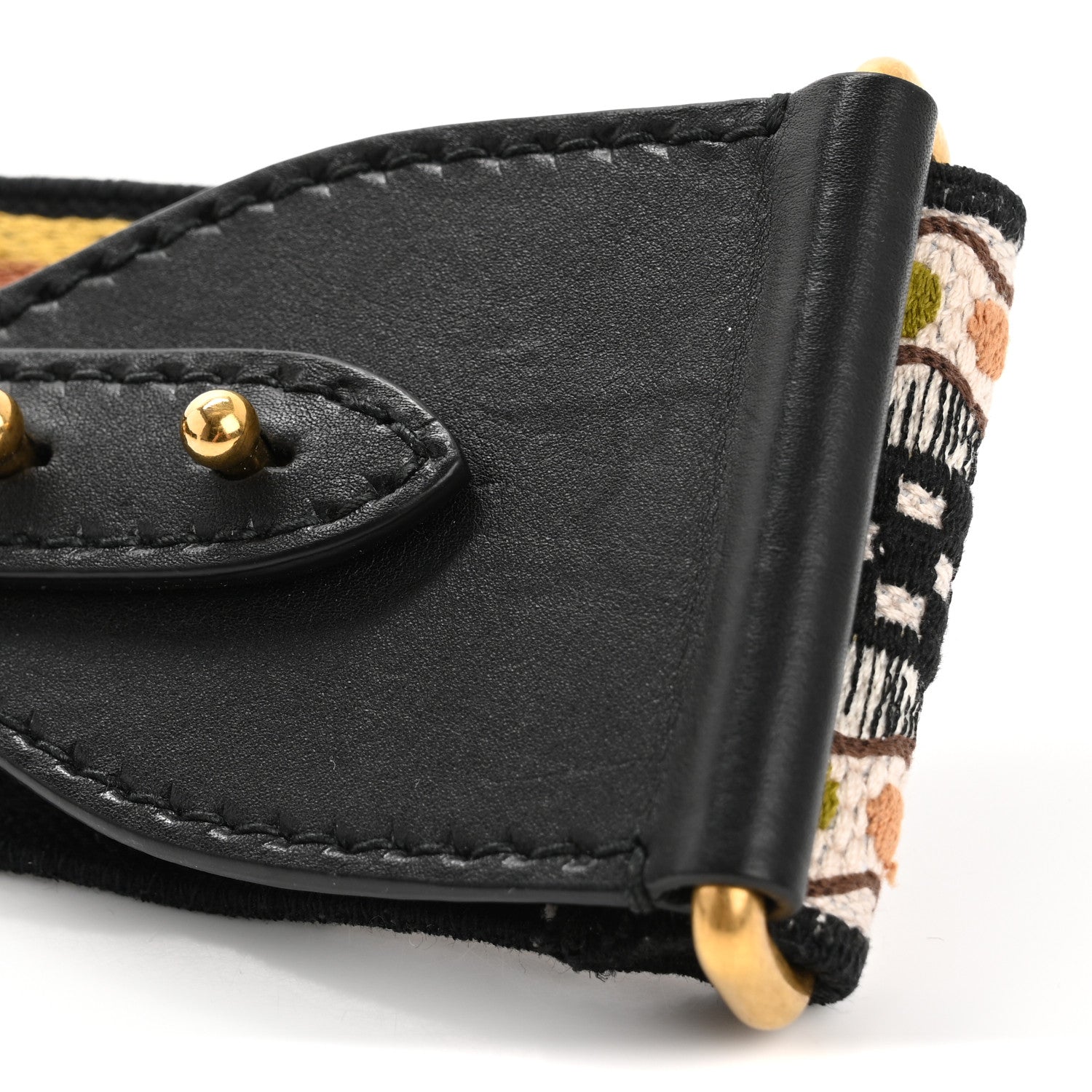 Christian Dior Canvas Embroidered Studded Adjustable Shoulder Strap Black Multicolor 9 of 9