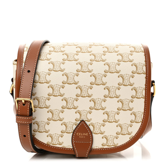 Triomphe Canvas Medium Folco Bag White