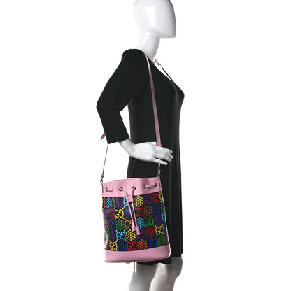 Gucci GG Supreme Monogram Psychedelic Bucket Bag Black Multicolor Sugar Pink 2 of 11