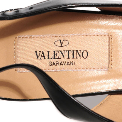 Valentino Garavani Calfskin Rockstud Bow Slingback Platform Pumps 37 Black 7 of 8