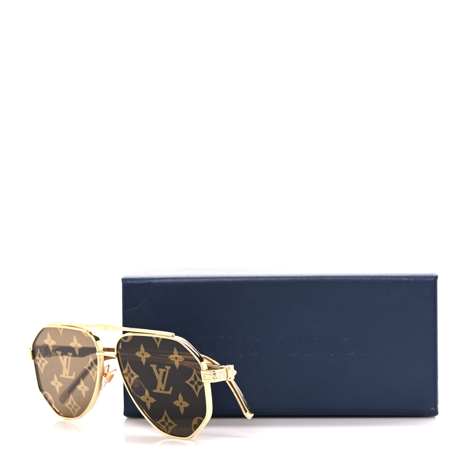 Louis Vuitton Monogram LV Flash Sunglasses Z1493U Gold 1443938