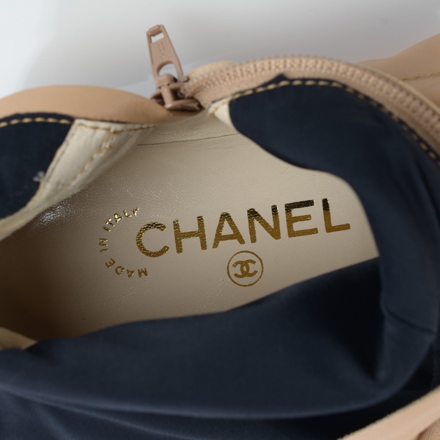 Chanel Lambskin Knee High Boots 38.5 Beige 7 of 8