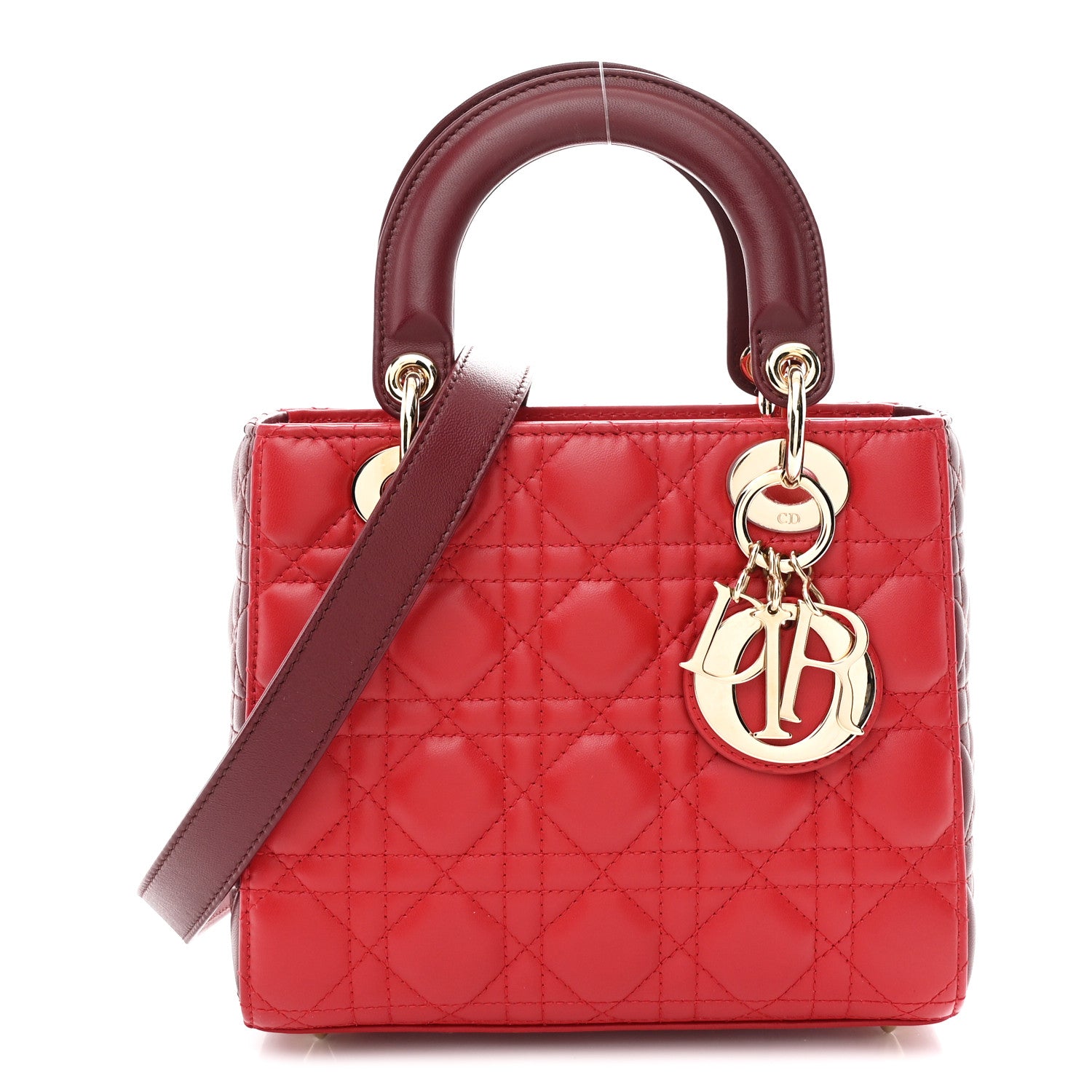 Christian Dior Lambskin Cannage Small Bi-Color Lady Dior Rouge Multicolor 1 of 11