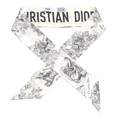 Christian Dior Silk Toile De Jouy Mitzah Scarf White 2 of 6