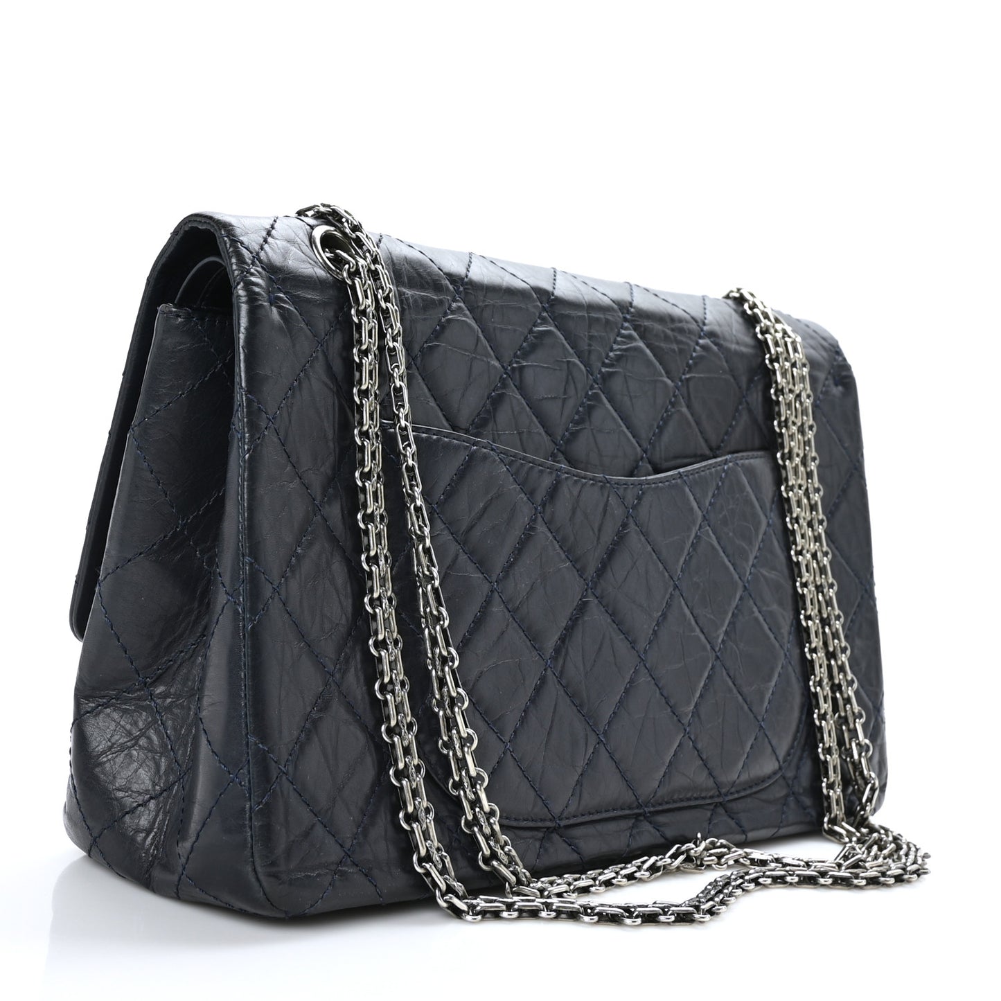 Aged Calfskin Quilted 2.55 Reissue 227 Flap Navy