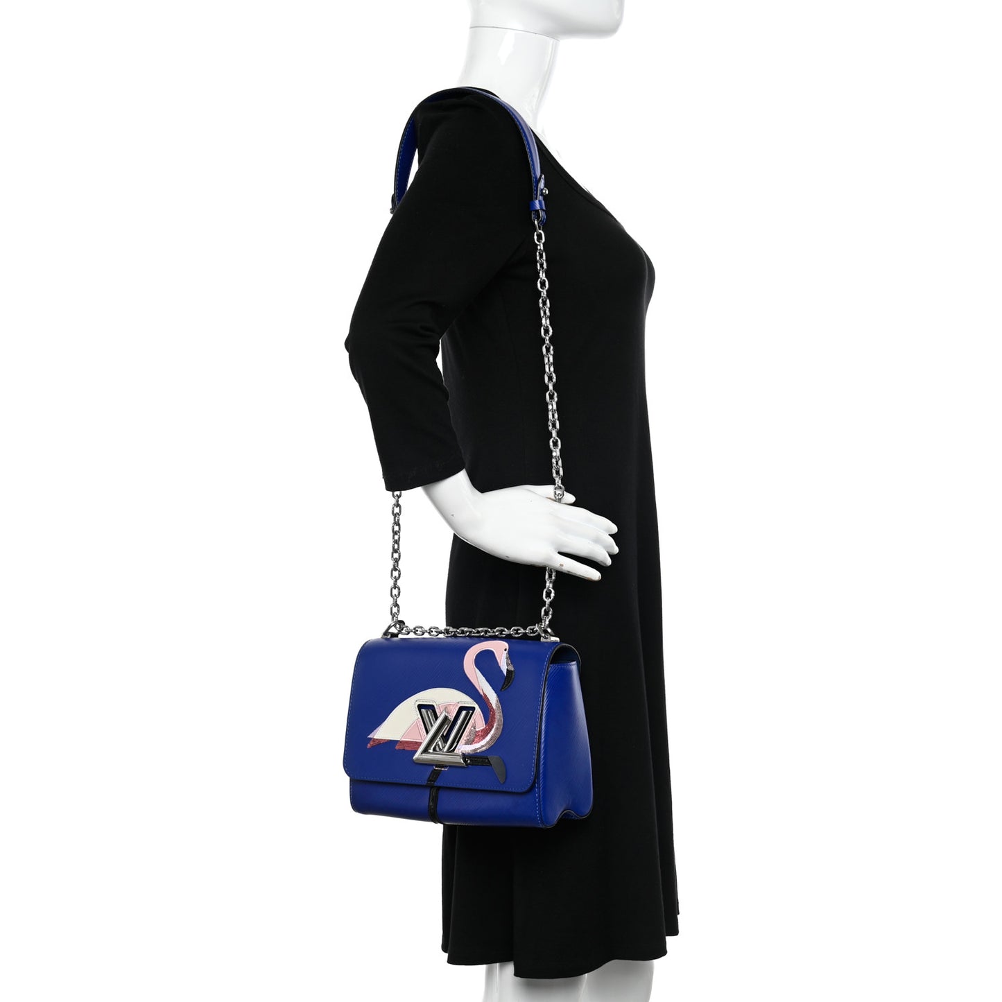 Epi Flamingo Twist Shoulder Bag MM Blue