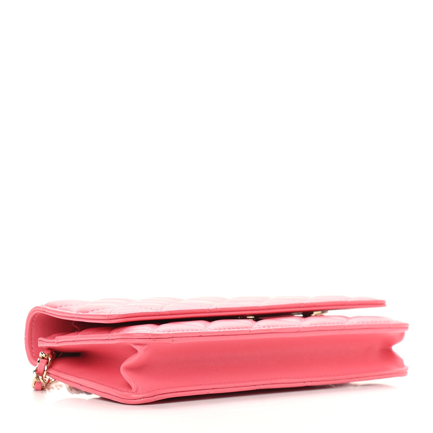 Lambskin Quilted Wallet On Chain WOC Pink