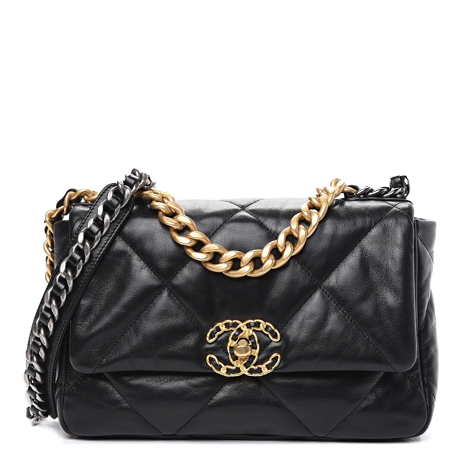 Chanel Lambskin Quilted Medium 19 Flap Black 1 of 10