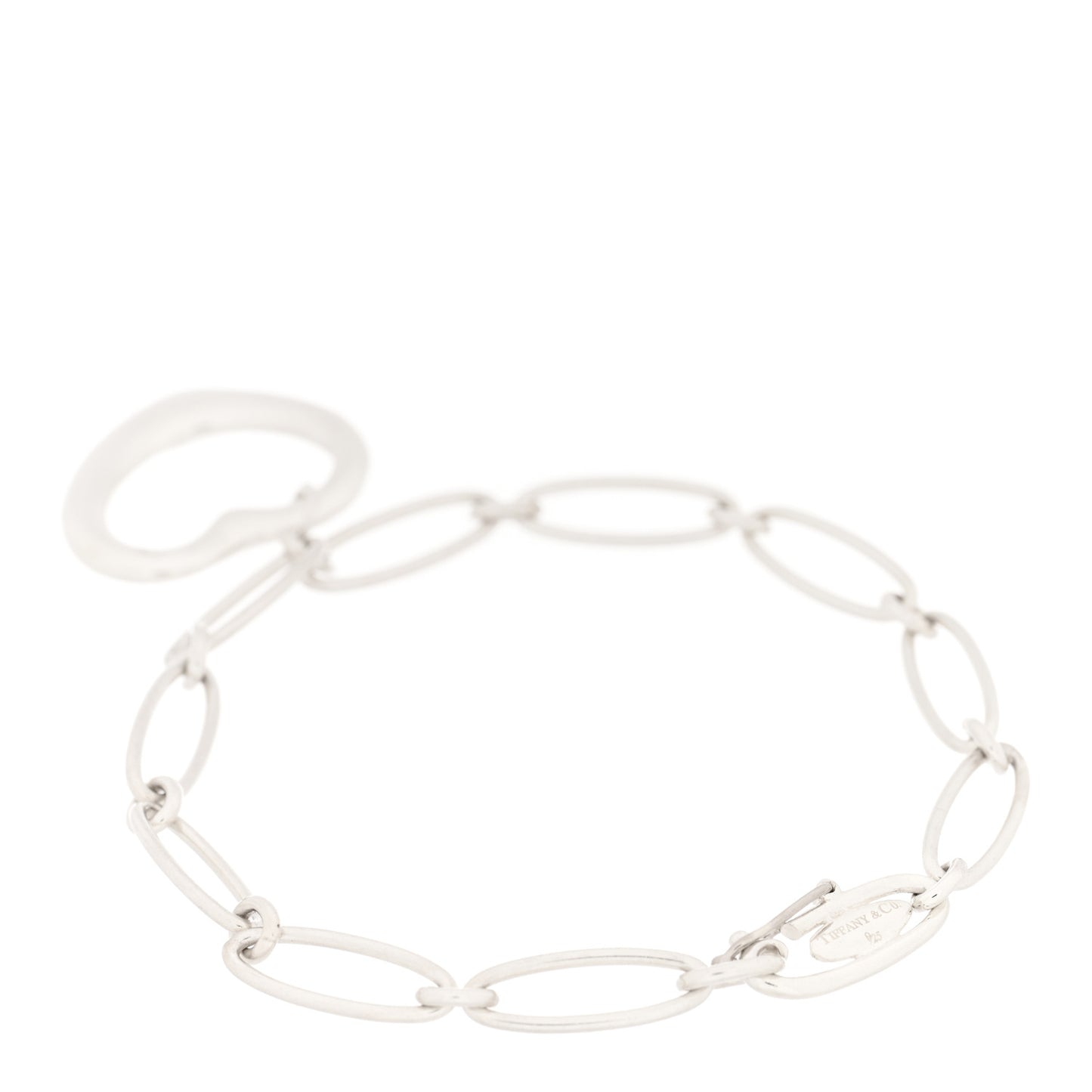 Sterling Silver Elsa Peretti Open Heart Oval Link Charm Bracelet