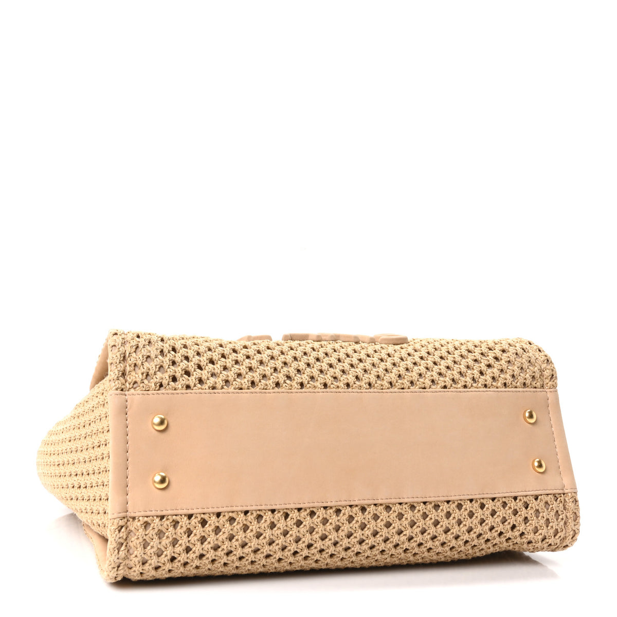 Straw Suede Calfskin Small Deauville Tote Beige